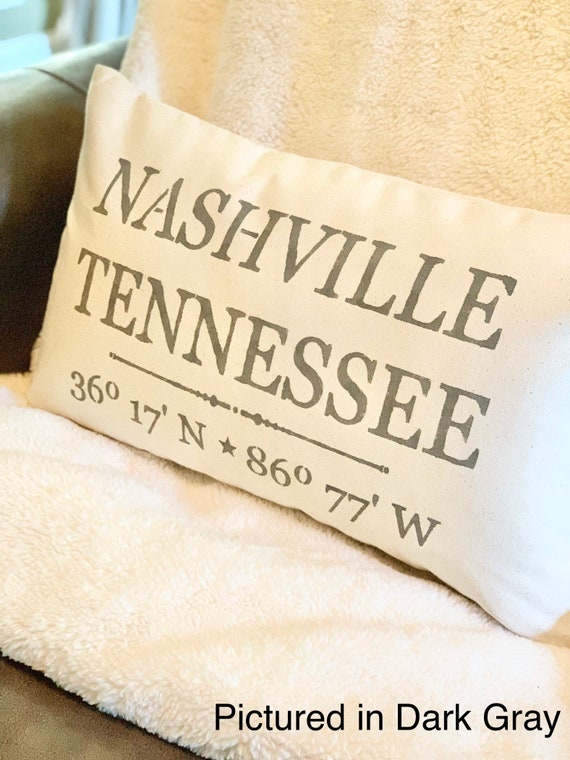 Farmhouse Pillows Nashville Tennessee Rustic Throw Pillow or Cover Rustic  Decor Gifts for Her Personalized Gifts 
