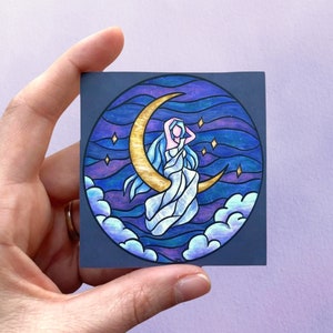 Stained Glass Moon Goddess Sticker | Spiritual Witchy Sticker | Stickers for Women