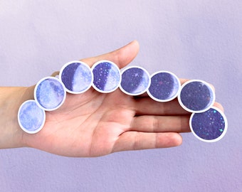 Holographic Celestial Moon Phases Vinyl Sticker Set