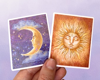 Holographic Moon and Sun Celestial Vinyl Sticker Set
