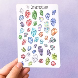 Witchy Watercolor Birthstone Gemstone Crystal Art Sticker Sheet Gift, Planner Bullet Journal Stickers