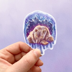 Sleeping Bear Vinyl Sticker: Cottagecore Woodland Fantasy