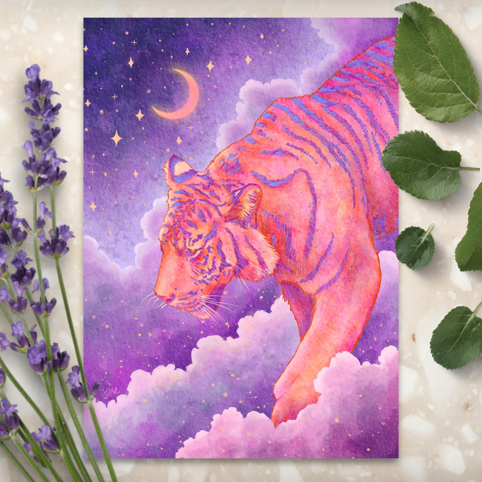 Fantasy Celestial Whimsical Tiger Animal Wall Art Print - Etsy