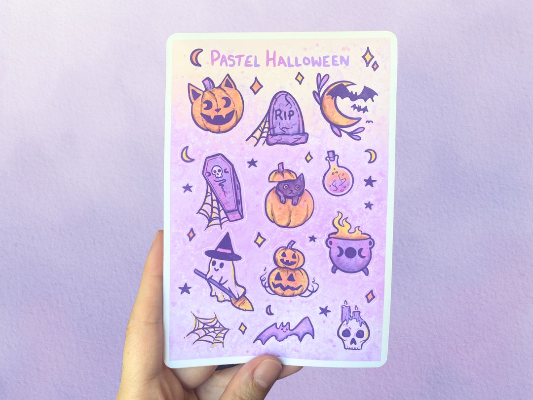 Pastel Halloween Sticker Sheet | Witchy Cute Spooky Sticker Art | Fall ...