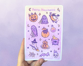 Pastel Halloween Sticker Sheet | Witchy Cute Spooky Sticker Art | Fall Sticker Pack