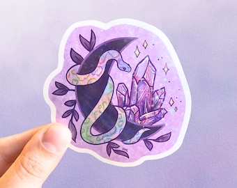 Holographic Snake Crystal Vinyl Sticker | Witchy Pastel Goth
