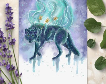 Magical Wolf  Animal Art Print | Fantasy Home Decor