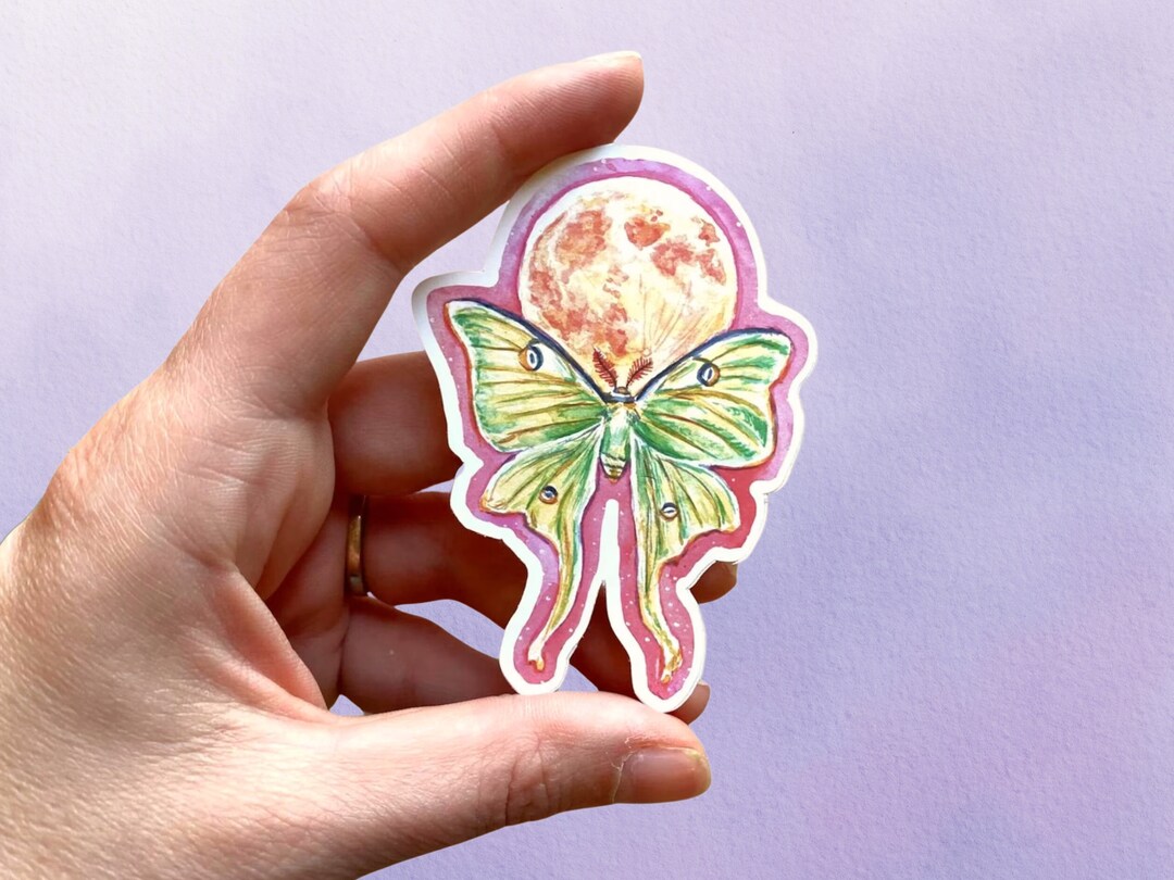 Watercolor Luna Moth Sticker: Witchy Full Moon Art - Etsy