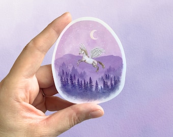 Pegasus Sticker: Whimsical Forest Animal Art, Laptop Decal