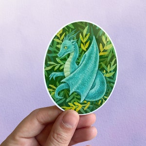 Dragon Nature Sticker | Fantasy Animal Vinyl Sticker | Cute Whimsical Sticker For Water Bottle