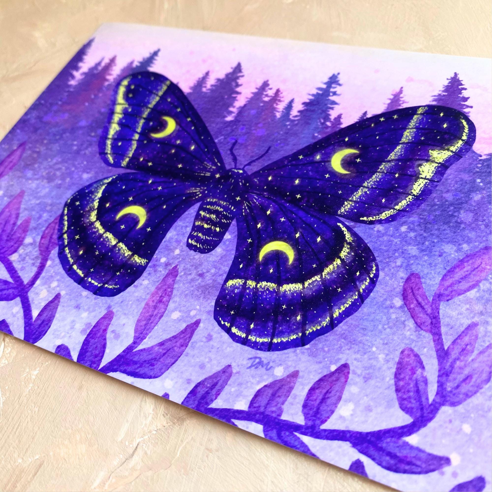Celestial Moth Art Print | Nature Animal Insect Wall Decor - Etsy