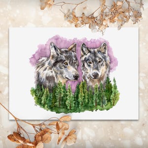 Watercolor Grey Wolf Art Print | Woodland Animal Wall Decor