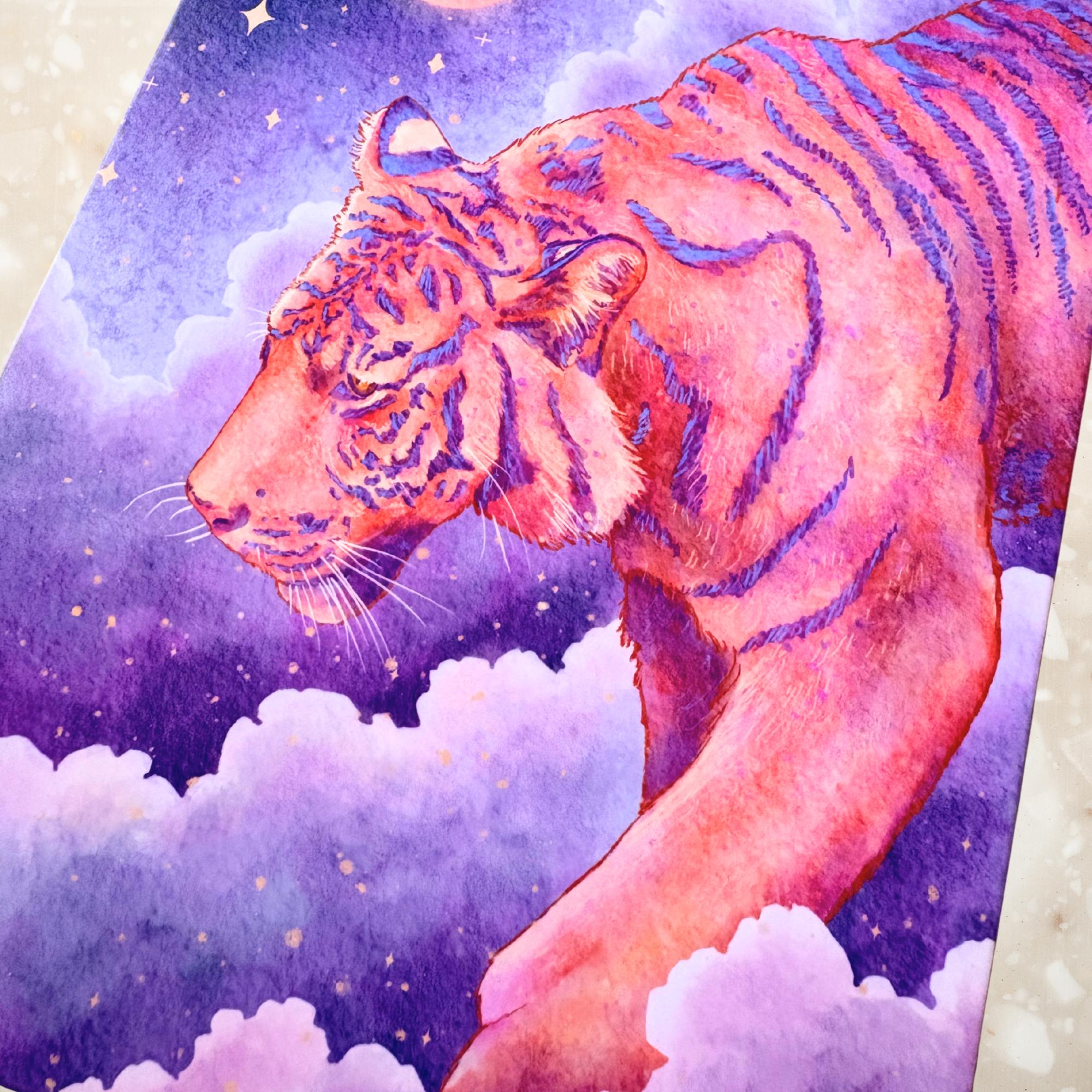 Fantasy Celestial Whimsical Tiger Animal Wall Art Print - Etsy