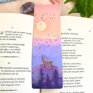 Sunset Stag Deer Forest Nature Bookmark