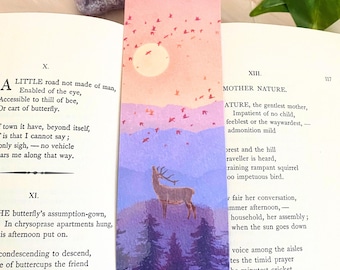 Sunset Stag Deer Forest Nature Bookmark