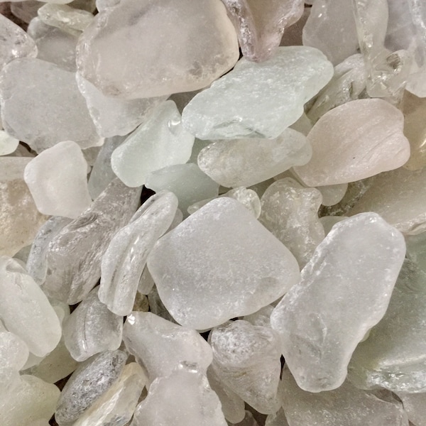 50+ Lake Erie Beach Glass Pieces, Crafting Supplies, Clear Sea Glass