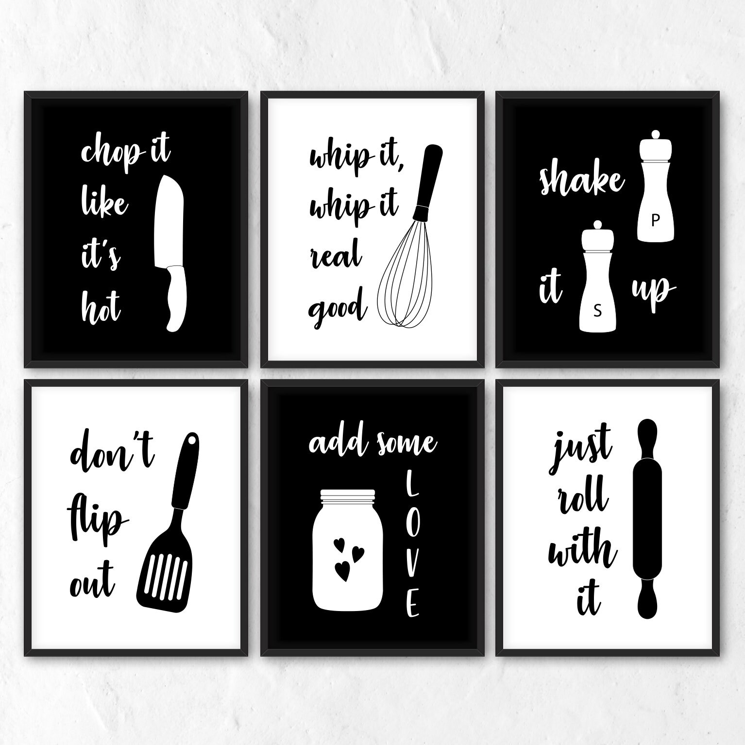 SET Of 6 Kitchen Prints. Set of 6 Kitchen Wall Art. Funny Kitchen Digital Posters. Kitchen Quotes Posters. Printable Posters Set. JPG, EPS