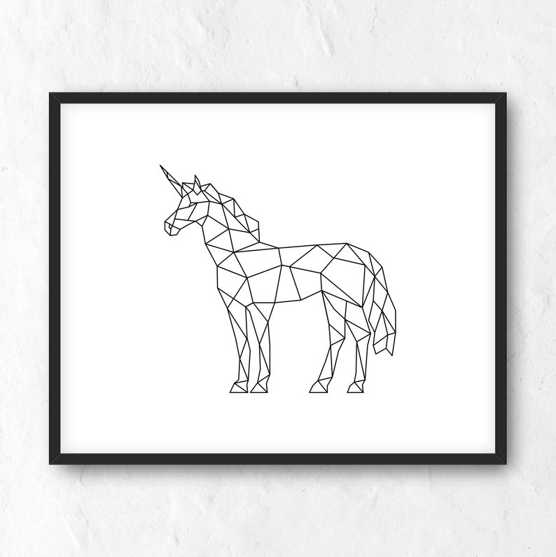 Geometric Unicorn Print. Printable Wall Art. Modern Minimalist Etsy