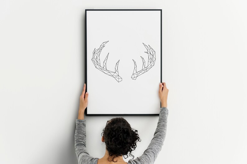 Antlers Geometry Print. Printable Wall Art. Deer Horn Wall Etsy