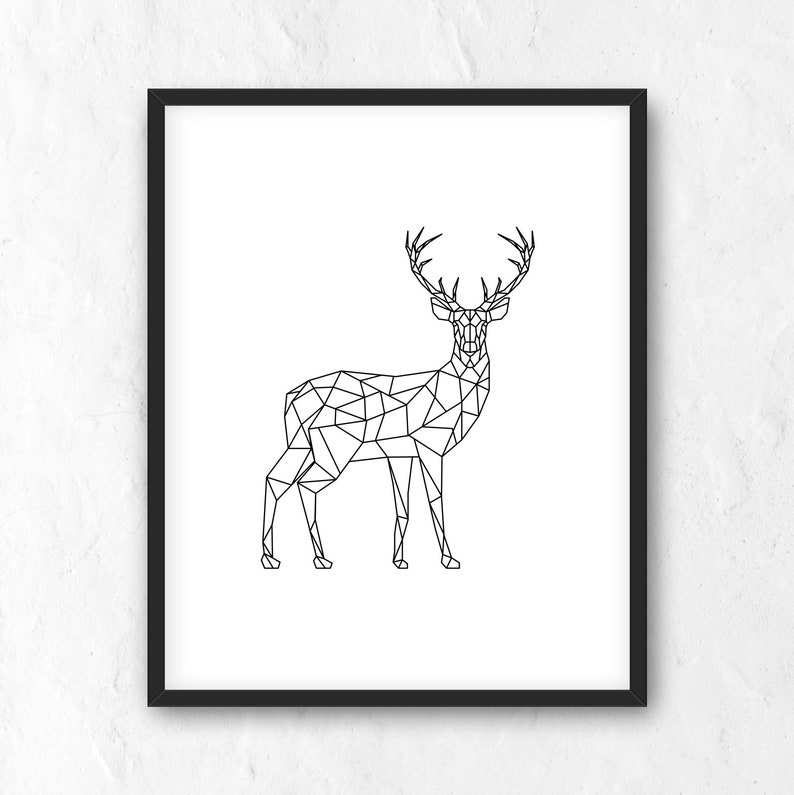 Deer Geometry Print. Printable Wall Art. Nordic Poster. | Etsy