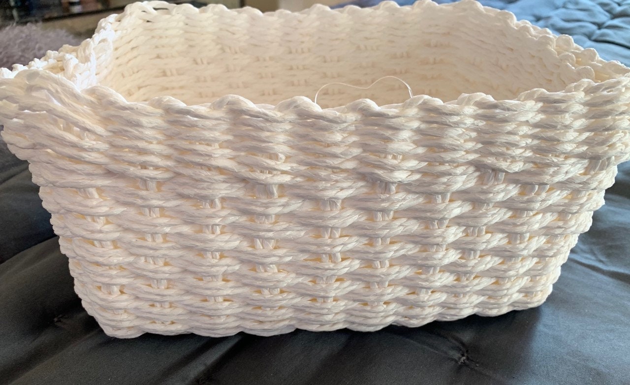 White Woven Basket / Organizer / Storage Basket Nursery Etsy
