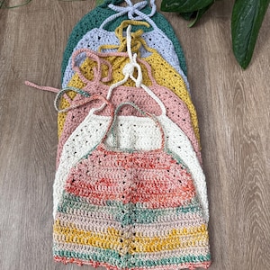 crochet kids crop top . crochet boho summer top . handmade cotton halter top.