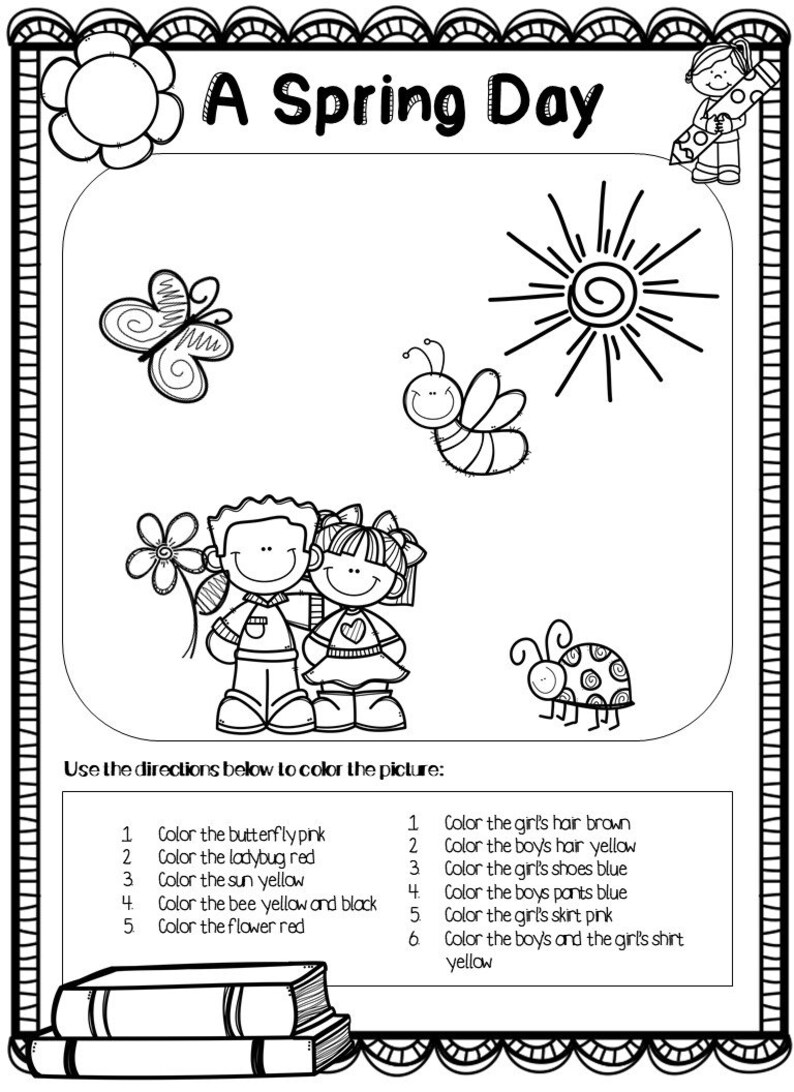 prek 2 reading color and comprehension etsy