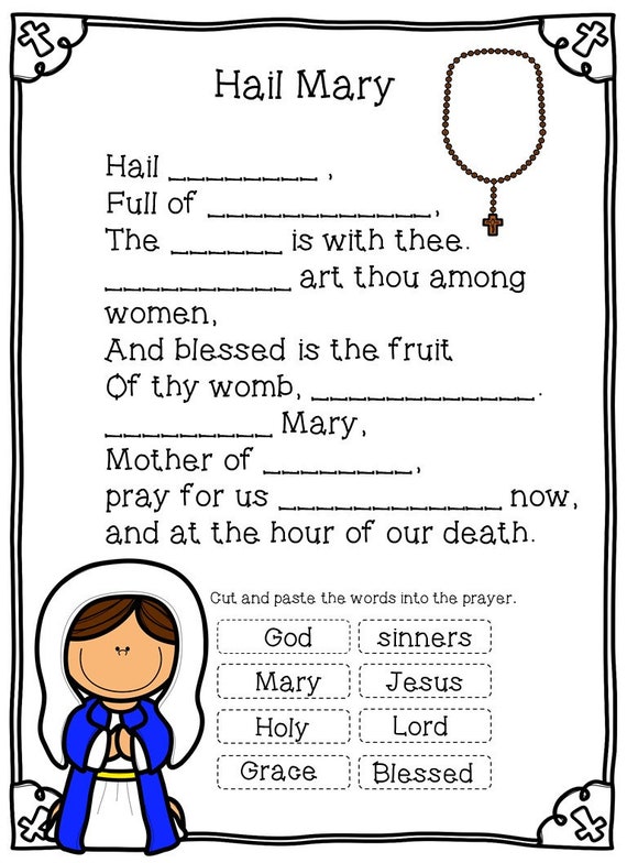 Hail Mary Worksheets Etsy Australia Hail Mary Worksheets Etsy Australia