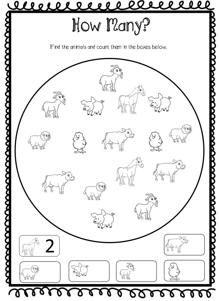 Prek-k on the Farm Worksheets - Etsy