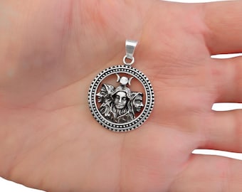 Triple Moon Greek Goddess Hecate Sterling Silver 925 Wiccan Occult Witchcraft Pendant