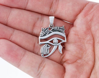 All-Seeing Eye of Horus Sterling Silver 925 Handcrafted Egyptian Jewelry Protection Amulet Egypt Pendant