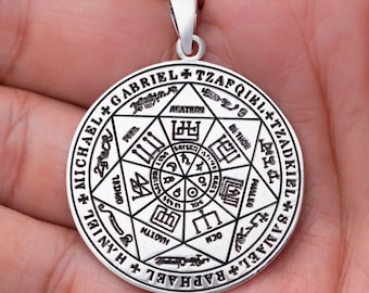 The Seal of the Seven Archangels Solomon Tetragrammaton Sterling Silver 925 Judaica Kabbalah Pendant