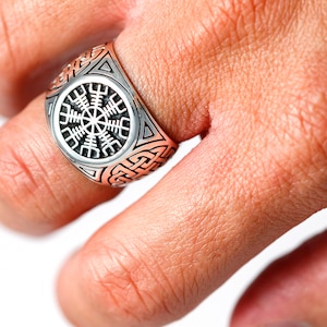 Viking Jewellery Helm Of Awe Protection Knotwork Sterling Silver 925 Ring