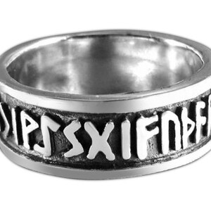 Viking Wikinger les Runes Futhark vieux norrois Ahphabet oxydé bague en argent Sterling image 2