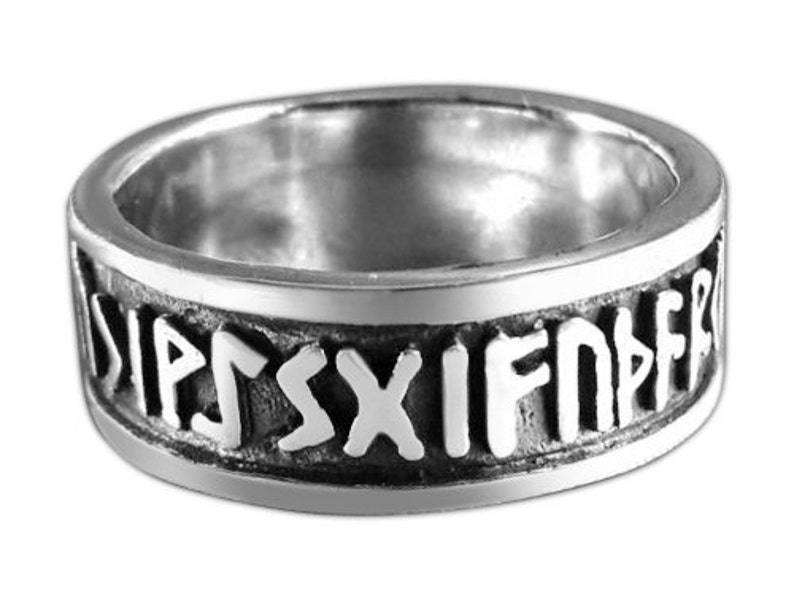 Viking Wikinger les Runes Futhark vieux norrois Ahphabet oxydé bague en argent Sterling image 2