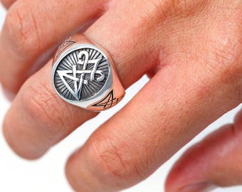 Sigil of Lucifer Satanic Seal of Satan Baphomet Signet Sterling Silver 925 Ring