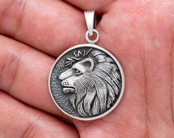 Rastafarian Lion of Judah Haile Selassie Ethiopian Sterling Silver 925 Rastafari Pendant