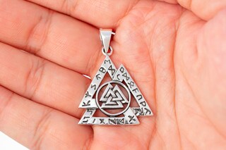 Collana Uomo Vichinga Valknut In Argento Sterling 925 - Ciondolo Runa Nordica Con Catena Acciaio, Regalo Mitologia