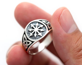 Symbole du Chaos Chaospere Roue du Chaos Flèches Pointues Occulte Unisexe Bague en Argent Sterling