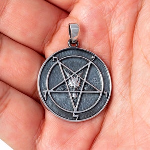 Sigil van Baphomet Satan omgekeerd pentagram sterling zilver 925 handgemaakte satanische occulte hanger