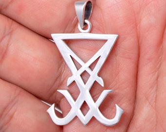 Sigil of Lucifer Seal of Satan Baphomet Sterling Silver 925 Handcrafted Satanic Occult Jewelry Pendant