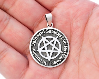 Baphomet Sigil of Lucifer Satanic Pentagram Seal of Satan Occult Sterling Silver 925 Handcrafted Pendant