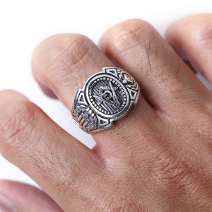 Freemason Masonic Mason Freemasonry Compass 925 Sterling Silver Signet Ring
