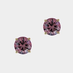 Lavender Spinel Stud Earrings, 14k Yellow Gold, Brilliant Cut, Spinel is one of August's Birthstones