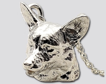 Corgi Necklace, large size, A sterling silver tribute to the Corgi