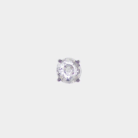 White Zircon Single Stud Earring Set in 14k White Gold