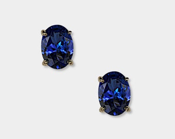 Pendientes de tachuela de tanzanita, oro amarillo de 14k, corte ovalado, la tanzanita es la piedra natal de diciembre