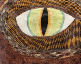 Dragon's Eye Original Colored Pencil Drawing – Framed 8x10 – Fantasy Wall Art – Handmade One of a Kind Artwork