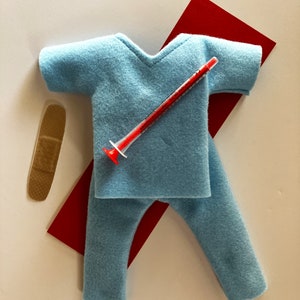 Elf Nurse with syringe  set for elf dolls, medical uniform, doll clothing, accessories, outfit, costume