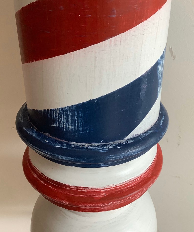 Barber pole Stars and Stripes design hand turned from Etsy